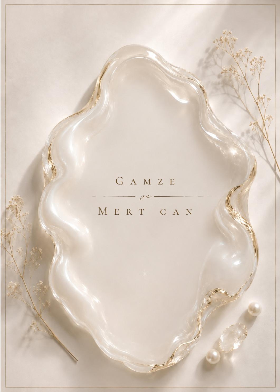 Gamze ve Mert Can — Cam İnci VIP nişan davetiyesi örneği