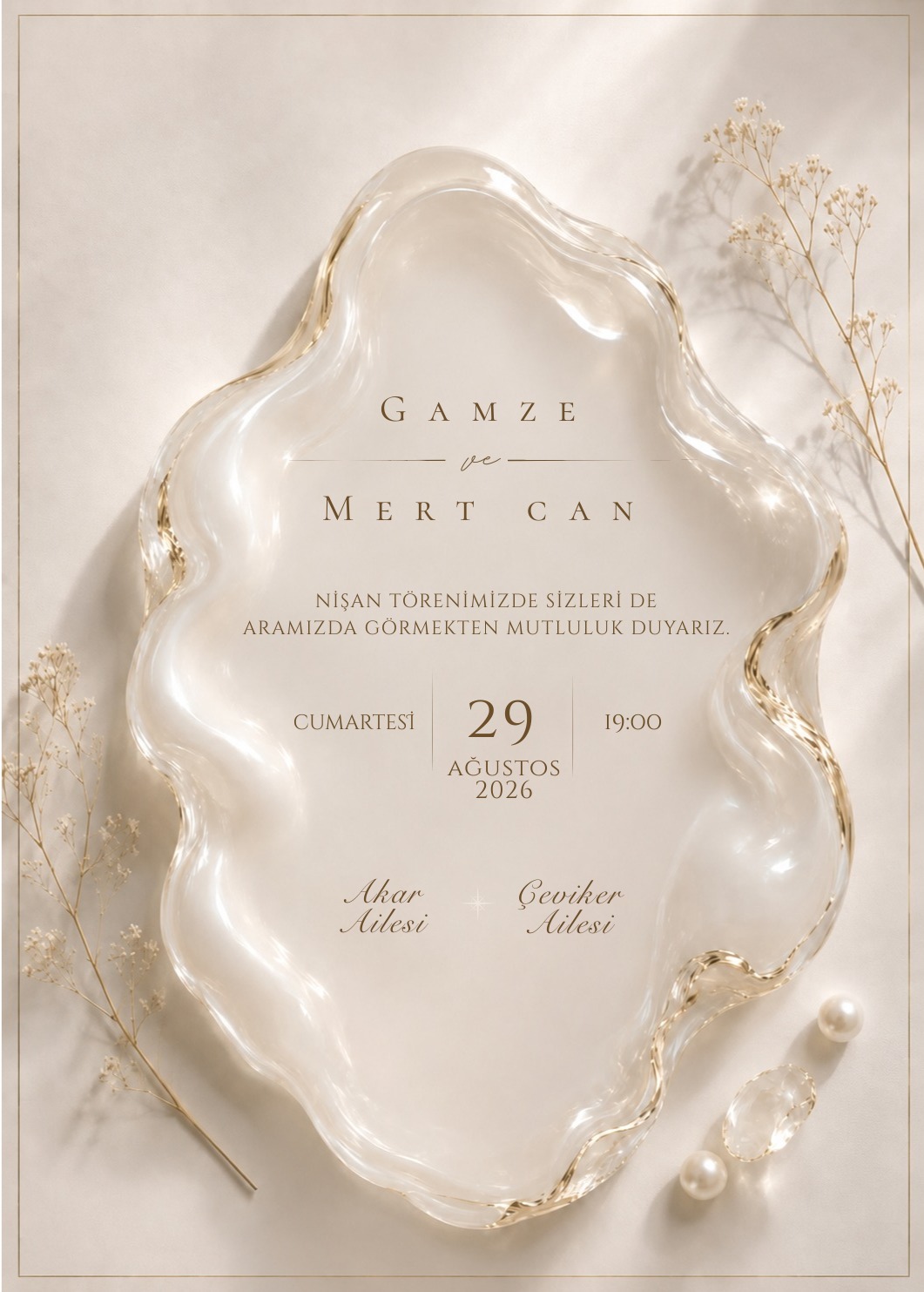 Gamze ve Mert Can nişan davetiyesi